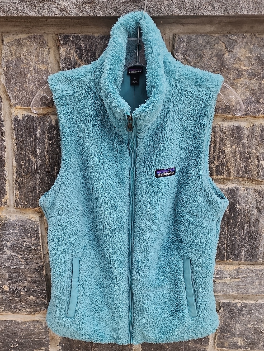 Patagonia Los Gatos Light Teal Sherpa Fleece Vest Medium